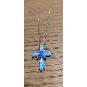 BLUE OPAL CROSS NECKLACE
